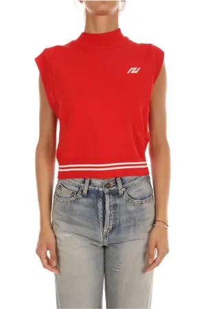Autry Truien, Dames, Rood, L, Katoen, Gestreepte Mouwloze Gebreide Gilet