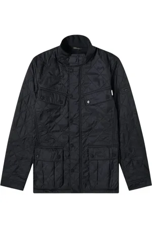 Barbour Jassen, Heren, Blauw, 2Xl, Katoen, Marineblauwe Polarquilt Jas met Fleece Voering