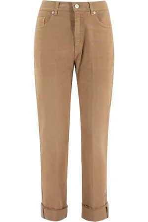 PANICALE Broeken, Dames, Bruin, S, Katoen, Straight Broeken