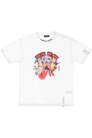 Vision Of Super Tops, Heren, Wit, L, Heren T-shirt met tongprint