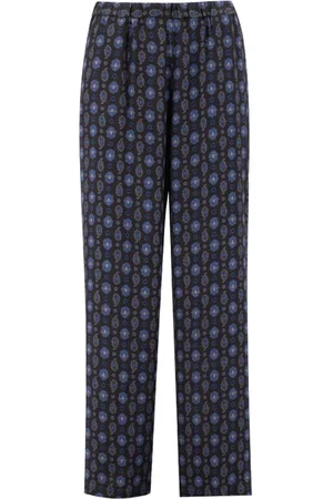 Aspesi Broeken, Dames, Blauw, M, Pyjama Print leren broek