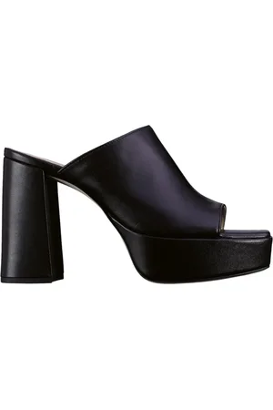 Högl Schoenen, Dames, Zwart, 41 EU, Leer, Zwarte Leren Platte Sandalen