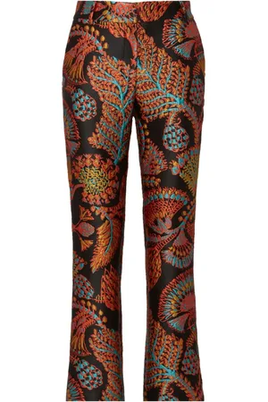 La DoubleJ Broeken, Dames, Veelkleurig, M, Polyester, Luxe Jacquard Wijde Broek