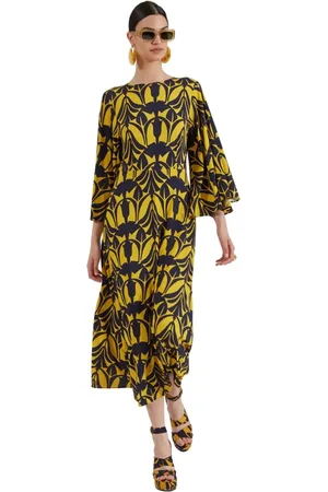 La DoubleJ Kleedjes, Dames, Geel, L, Sorella Midi Jurk
