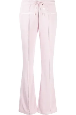 Courrèges Broeken, Dames, Roze, L, Flared Logo-Patch Broek