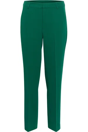 Kaffe Broeken, Dames, Groen, M, Polyester, Hoge Taille Ritsbroek - Aventurine