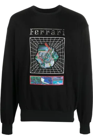 FERRARI Sweatshirts & Hoodies, Heren, Zwart, L, Katoen, Sweatshirts