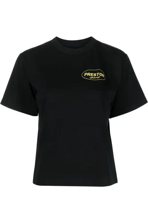 Heron Preston Tops, Dames, Zwart, M, Katoen, Racing Logo-Print T-Shirt