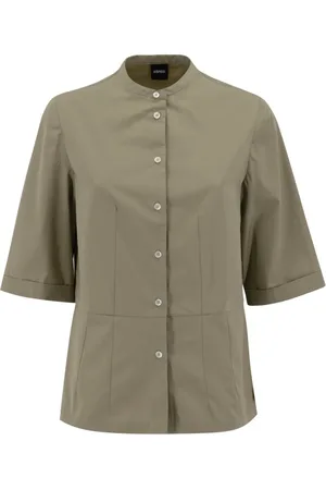 Aspesi Blouses & Shirts, Dames, , S, Katoen, Katoenen Poplin Mandarin Kraag Blouse