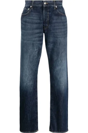 DEPARTMENT FIVE Jeans, Heren, Blauw, W30, Katoen, Blauwe Stonewashed Straight-Leg Jeans