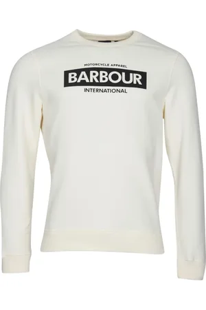 Barbour Tops, Heren, Wit, M, Leer, Top met lange mouwen en print en borduurwerk