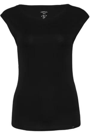Marc Cain Tops, Dames, Zwart, M, Katoen, Elegante Zwarte Katoenen T-Shirt