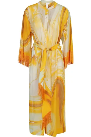 Simkhai Kleedjes, Dames, Oranje, M, Katoen, Odelia Bedrukte Cover Up