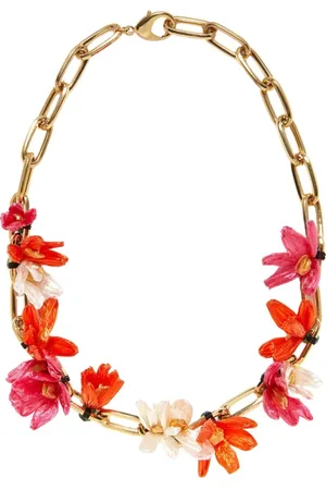La DoubleJ Accessoires, Dames, Veelkleurig, ONE Size, Blauwe Jas met Flora Ketting