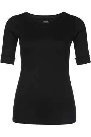 Marc Cain Tops, Dames, Zwart, M, Katoen, T-shirt met halve mouwen en ronde hals