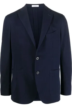 Boglioli Jassen, Heren, Blauw, L, Katoen, Blauwe katoenen single-breasted blazer