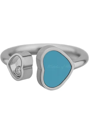 Chopard Accessoires, Dames, Grijs, ONE Size, Turquoise Diamanten Ring met Happy Hearts