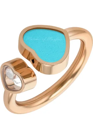 Chopard Accessoires, Dames, Geel, ONE Size, Blije Harten Roségouden Turkoois Ring