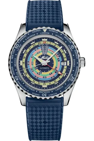 MIDO Accessoires, Heren, Blauw, ONE Size, Ocean Star Decompression Worldtimer - Automatisch Blauw Wijzerplaat