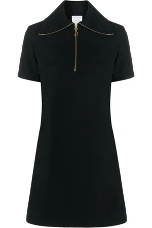 Patou Kleedjes, Dames, Zwart, S, Zwarte jurk met korte mouwen en ritssluiting