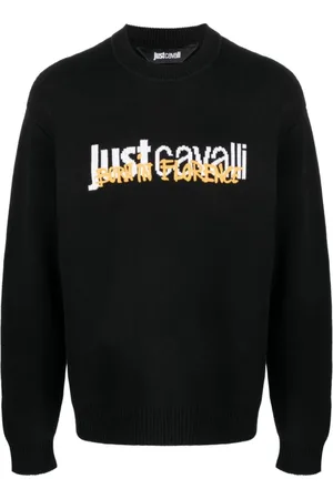 Roberto Cavalli Truien, Heren, Zwart, L, Katoen, Zwarte Sweaters - ***cv