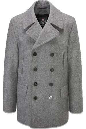 Gloverall Mantels, Heren, Grijs, S, Katoen, Churchill Reefer Peacoat Grijs-XS