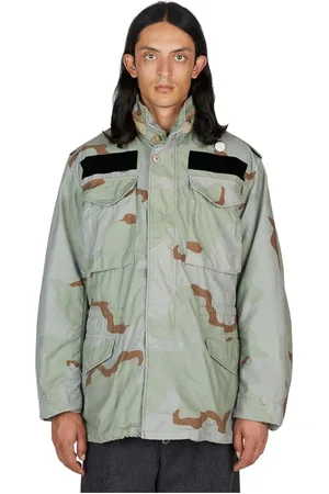 OAMC Jassen, Heren, Groen, L, Katoen, Militaire Field Jacket met Verstopte Capuchon