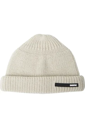 OAMC Accessoires, Heren, Wit, ONE Size, Wol, Wollen Gebreide Beanie met Logo Patch