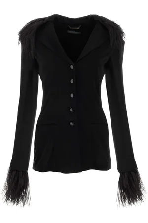 Alberta Ferretti Jassen, Dames, Zwart, 2Xs, Zwarte crepe blazer - Stijlvol en veelzijdig