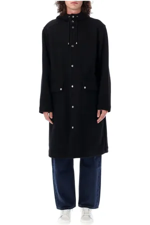 Aspesi Mantels, Heren, Zwart, L, Wol, Zwarte Parka Jas met Capuchon