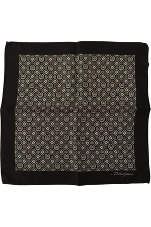 Dolce & Gabbana Accessoires, Heren, Zwart, ONE Size, Zwarte Zijden Vierkante Sjaal voor Heren
