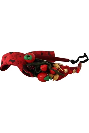 Dolce & Gabbana Accessoires, Dames, Rood, ONE Size, Katoen, Champagne Kristallen Diadeem Haarband