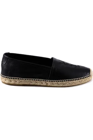 Saint Laurent Schoenen, Heren, Zwart, 45 EU, Leer, Geborduurde leren espadrilles