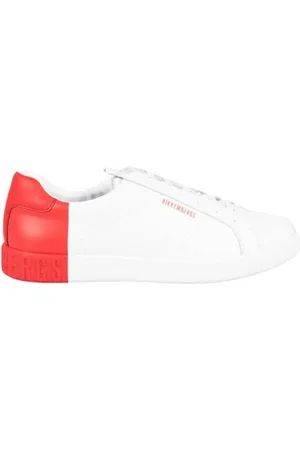 Bikkembergs Schoenen, Heren, Wit, 41 EU, Leer, Vetersneakers met Contrasterende Achterkant