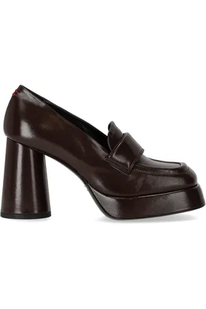 HALMANERA Schoenen, Dames, Bruin, 40 EU, Leer, Donkerbruine Glaze Hakloafer