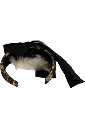 Dolce & Gabbana Accessoires, Dames, Zwart, ONE Size, Katoen, Helder kristallen haarband