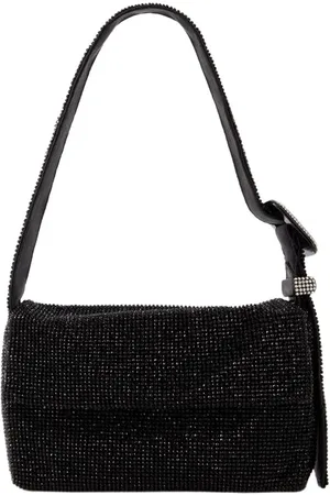 BENEDETTA BRUZZICHES Tassen, Dames, Zwart, ONE Size, Satijn, Vitty Mignon Rhinestone Mesh Schoudertas