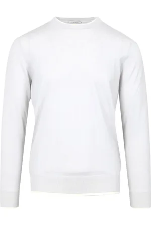 Paolo Pecora Sweatshirts & Hoodies, Heren, Grijs, M, Wol, Lichtgrijze Wollen Trui, Ronde Hals, Lange Mouwen