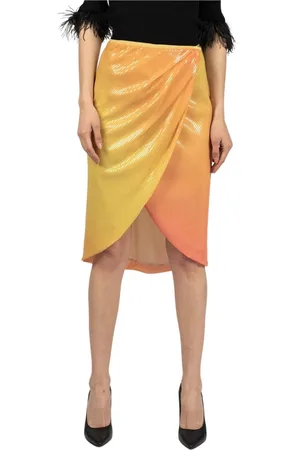 Patrizia Pepe Rokken, Dames, Oranje, L, Pailletten, Midi-rok met pailletten