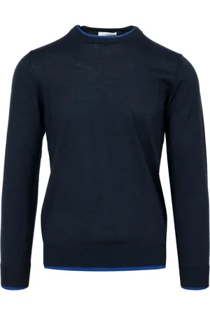Paolo Pecora Truien, Heren, Blauw, 2Xl, Wol, Blauwe Wollen Trui, Ronde Hals, Lange Mouwen