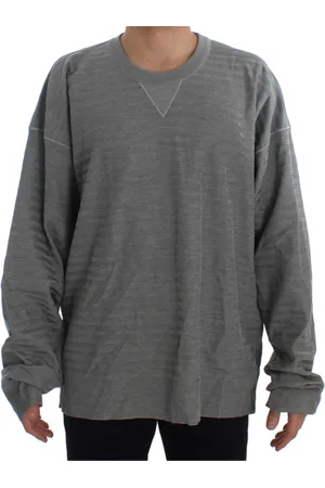 Dolce & Gabbana Sweatshirts & Hoodies, Heren, Grijs, M, Grijze Oversized Crewneck Pullover Zijden Trui