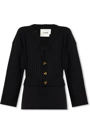 AERON Truien, Dames, Zwart, L, Morrow geribbelde cardigan