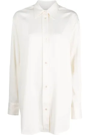 STUDIO NICHOLSON Blouses & Shirts, Dames, Wit, M, Santos Wit Overhemd - Knoopsluiting, Lange Mouwen