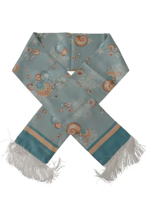 Dolce & Gabbana Accessoires, Heren, Blauw, ONE Size, Blauwe Zijden Sjaal met Schelpenprint