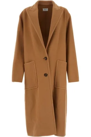 Bally Mantels, Dames, Bruin, S, Wol, Kameel wollen blend jas - Stijlvol en warm