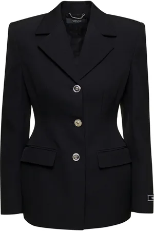 VERSACE Jassen, Dames, Zwart, S, Wol, Zwarte Blazer Jassen