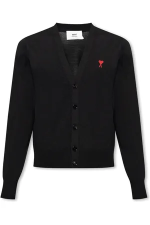 Ami Truien, Heren, Zwart, S, Wol, Cardigan met logo