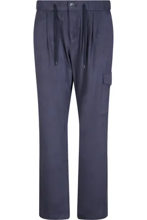 HERNO Broeken, Heren, Blauw, M, Polyester, Blauwe broek met trekkoord en elastische tailleband