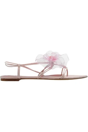 Nensi Dojaka Schoenen, Dames, Roze, 36 1/2 EU, Leer, Sandalen met bloemenmotief