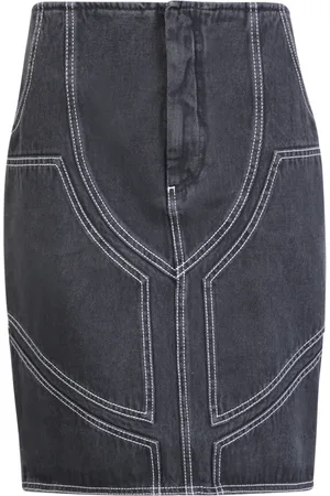 OFF-WHITE Rokken, Dames, Zwart, S, Denim, Zwarte denim rok met moderne twist